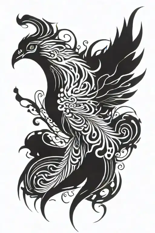 abstract phoenix tattoo design idea