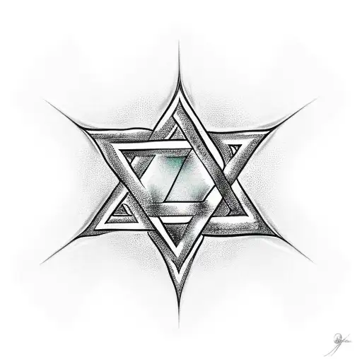 star of David with shalom in hebrew in the star tattoo design idea