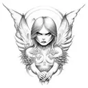 angel and demon tattoo design idea