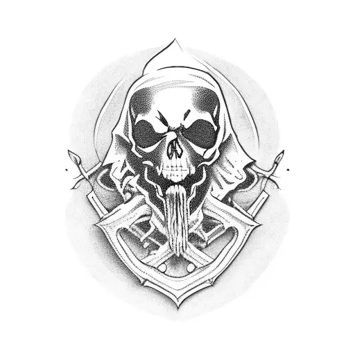 Reaper, death, design, dark, goth, skull, horror tattoo design idea