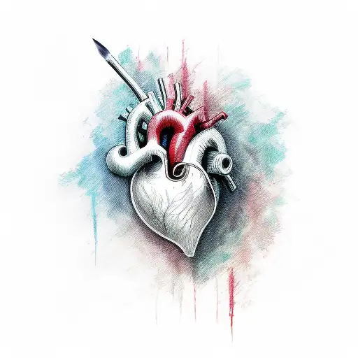 human heart as a palette with paint brushes and colors  tattoo design idea