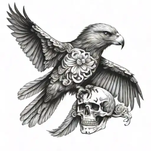 dia de los muertos with American eagle perched on top tattoo design idea