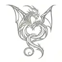 Twin flame fire and ice dragon tattoo design idea