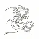 Twin flame fire and ice dragon tattoo design idea