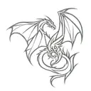 Twin flame fire and ice dragon tattoo design idea