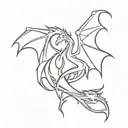 Twin flame fire and ice dragon tattoo design idea