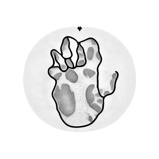 A blackwork tattoo of a dog paw with hidden coding symbols incorporated into the design tattoo design idea