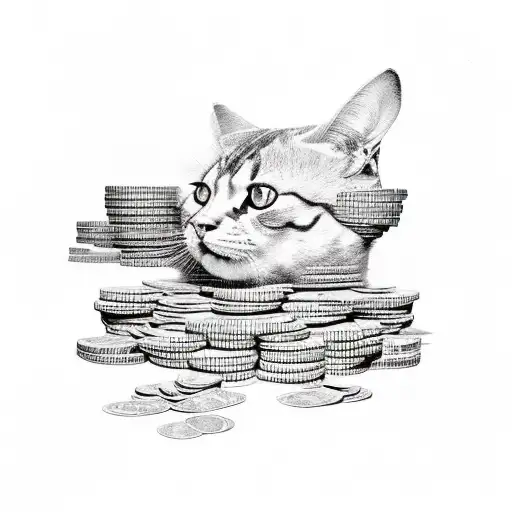 A captivating portrait of a hustler surrounded by stacks of money tattoo design idea