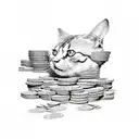 A captivating portrait of a hustler surrounded by stacks of money tattoo design idea