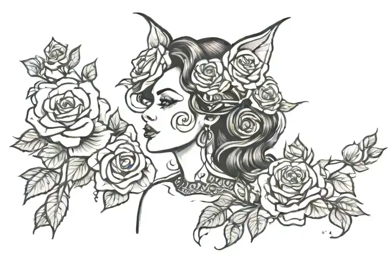 ADA JO WITH ROSES tattoo design idea