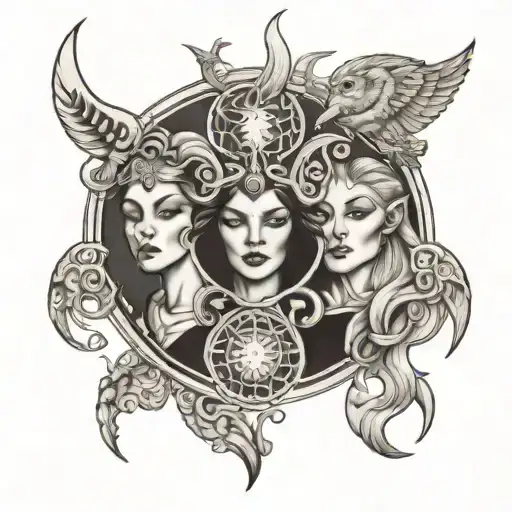 triple moon goddess tattoo design idea