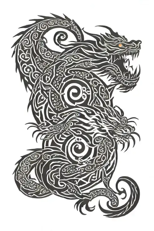 dragon tiger yin yang tattoo design idea
