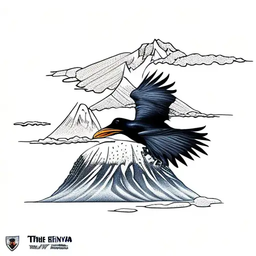 raven flying over mount kilimanjaro tattoo design idea