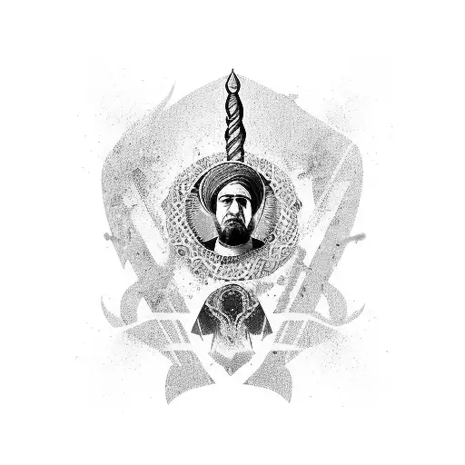 iran and rostam and zahak and shahname and music tattoo design idea