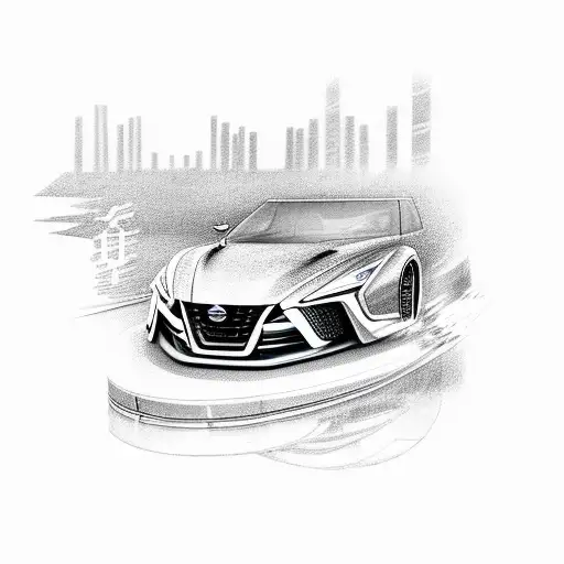 nissan fb15 car, never give up tattoo design idea