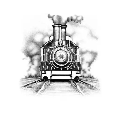 steam engine train, North America  tattoo design idea