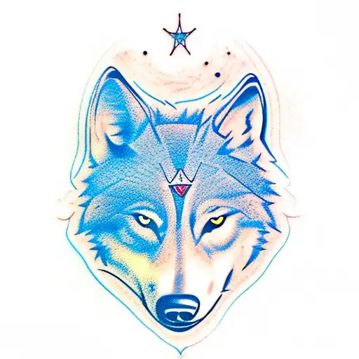 wolf with slighty blue coloring tattoo design idea
