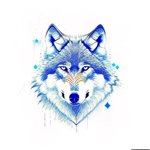 wolf with slighty blue coloring tattoo design idea