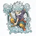 ice flowing down into killua Hunter x hunter tattoo design idea