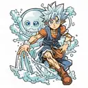ice flowing down into killua Hunter x hunter tattoo design idea