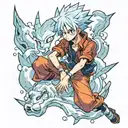 ice flowing down into killua Hunter x hunter tattoo design idea