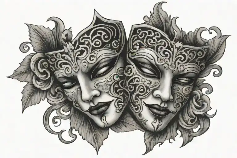bipolar disorder theater mask tattoo design idea