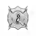firefighter emblem with number 22 tattoo design idea