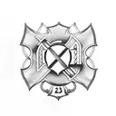 firefighter emblem with number 22 tattoo design idea
