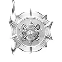 firefighter emblem with number 22 tattoo design idea