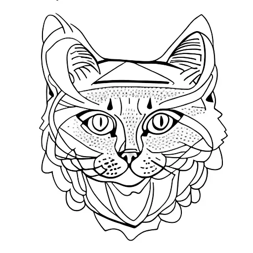 cat, alone, self-healing, thin outline tattoo design idea