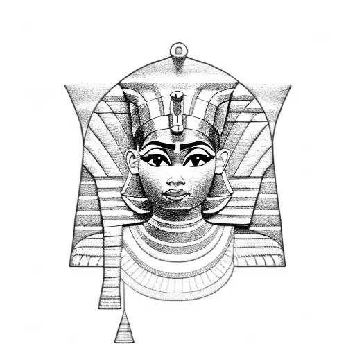 egyptian female pharaoh and pyramids tattoo design idea