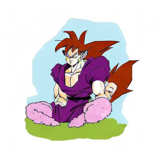 Goku com as esferas do dragao numa mão e a cabeça do frieza na outra mão  tattoo design idea