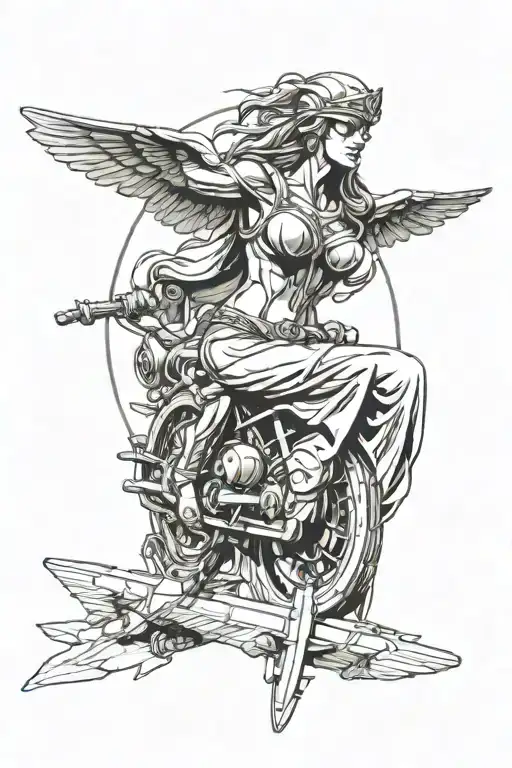 Goddess Athena 2-Plane P40, Street glide tattoo design idea