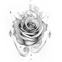 scroll tattoo with words with rose and playing cards tattoo design idea