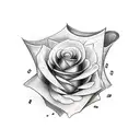 scroll tattoo with words with rose and playing cards tattoo design idea