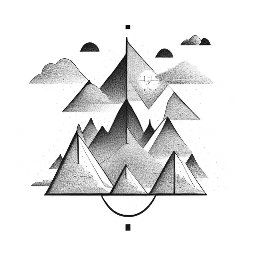 A minimalist silhouette of a traveler with a backpack and camera, walking towards a horizon filled with different landmarks tattoo design idea