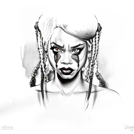 african-American Harley Quinn tattoo design idea