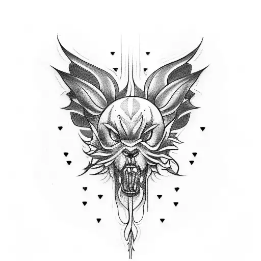 A tattoo design combining elements of Dieu Maahes and Dieu Pan in a unique and harmonious way tattoo design idea