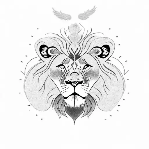 A majestic lion with the head of Dieu Maahes, symbolizing power and strength tattoo design idea