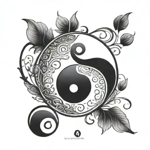 A minimalist design of the yin yang symbol incorporating the number 3, symbolizing balance and harmony in life tattoo design idea