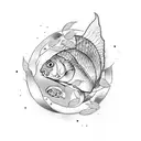 smurai sakura carp tattoo design idea