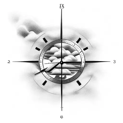 Clouds,clock and  triple cross tattoo design idea