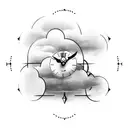 Clouds,clock and  triple cross tattoo design idea