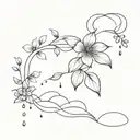 skeleton flower and rain cloud tattoo design idea