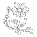 skeleton flower and rain cloud tattoo design idea