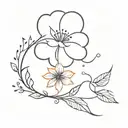 skeleton flower and rain cloud tattoo design idea