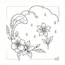 skeleton flower and rain cloud tattoo design idea