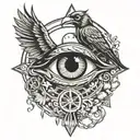 eye of odin with crows  tattoo design idea