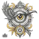 eye of odin with crows  tattoo design idea