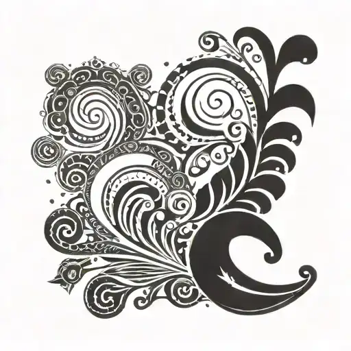 black tattoo of semi colon. with sun and banana leaf replacing dot and comma tattoo design idea